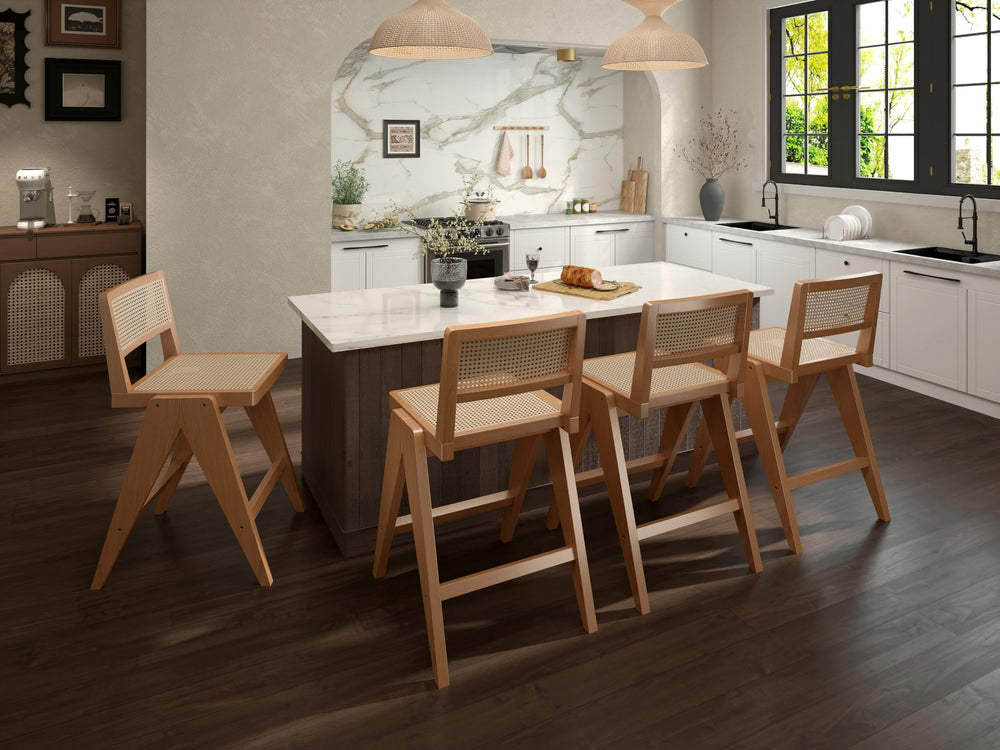 26" Rattan Counter Stools (Set of 4) - From Where - 