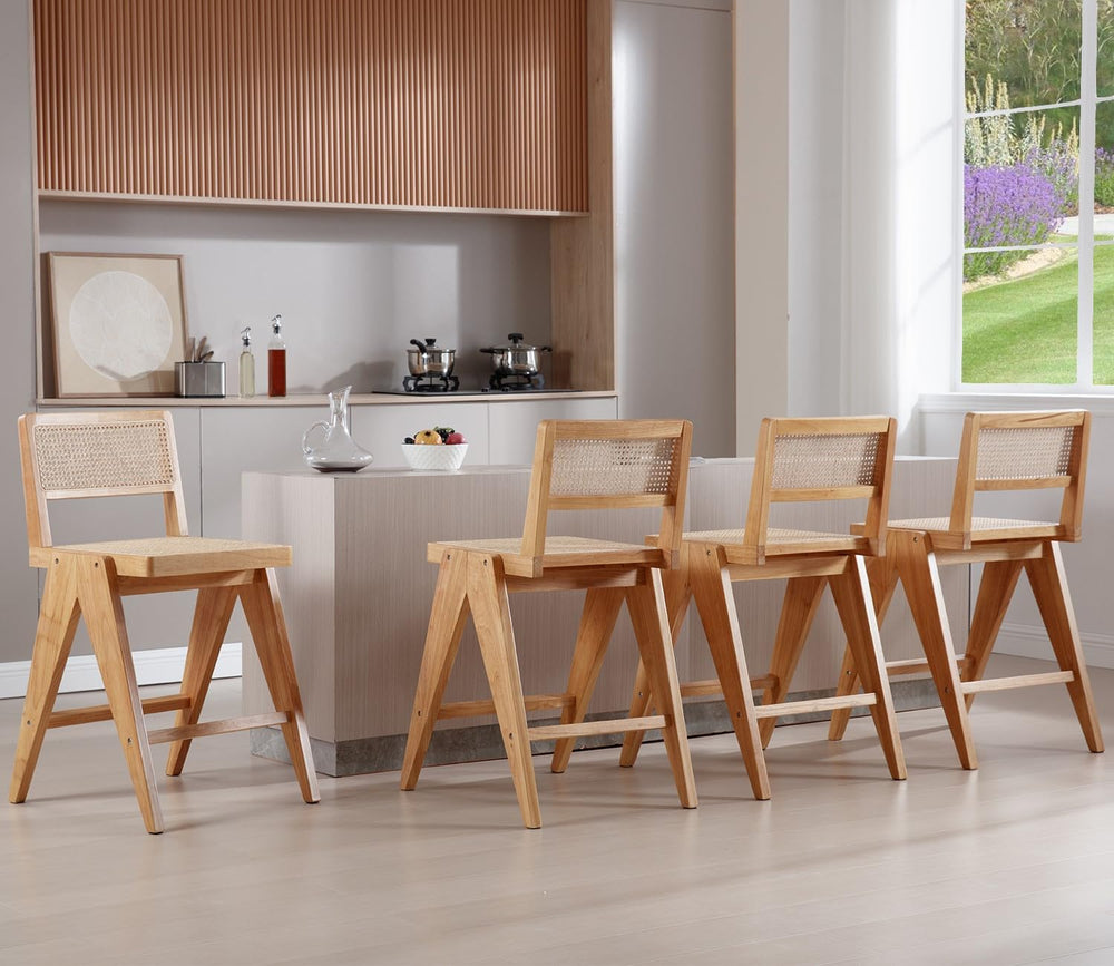 26" Rattan Counter Stools (Set of 4) - From Where - 