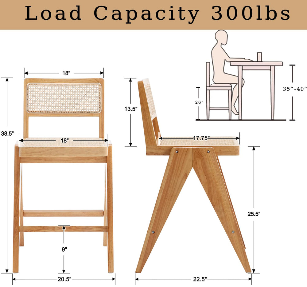 26" Rattan Counter Stools (Set of 4) - From Where - 