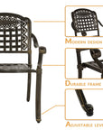 W WARMHOL 9-Piece Patio Dining Set, Outdoor Patio Table and Chair Set of 83.8" Oval Cast Aluminum Dining Table with Umbrella Hole and 8 Outdoor Dining Chairs, Patio Funiture Set for Lawn Garden
