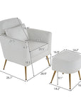 Teddy Fabric Upholstered Single Sofa with Ottoman