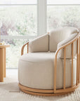 Free Shipping! Better Homes & Gardens Lillian Swivel Birdcage Accent Chair, Cream Linen, Natural Pine Finish