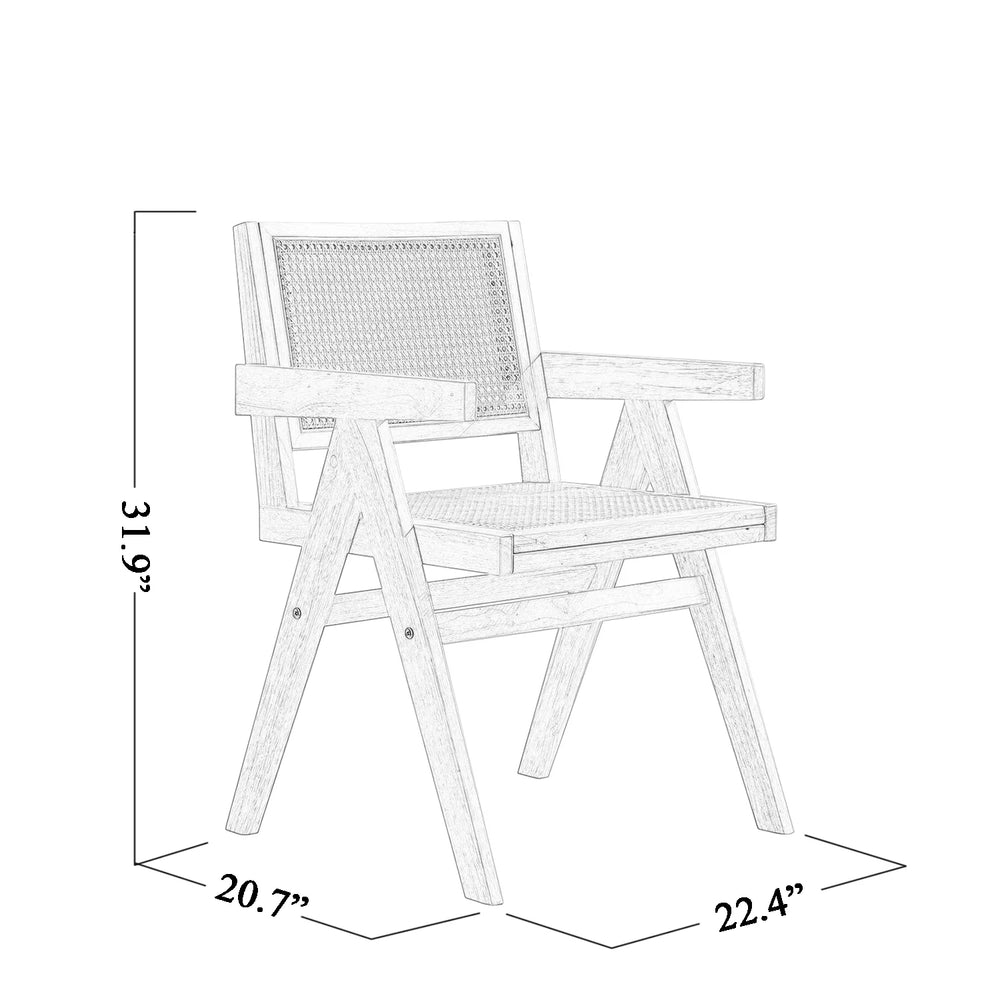 Vintage Solid Wood Rattan Chair
