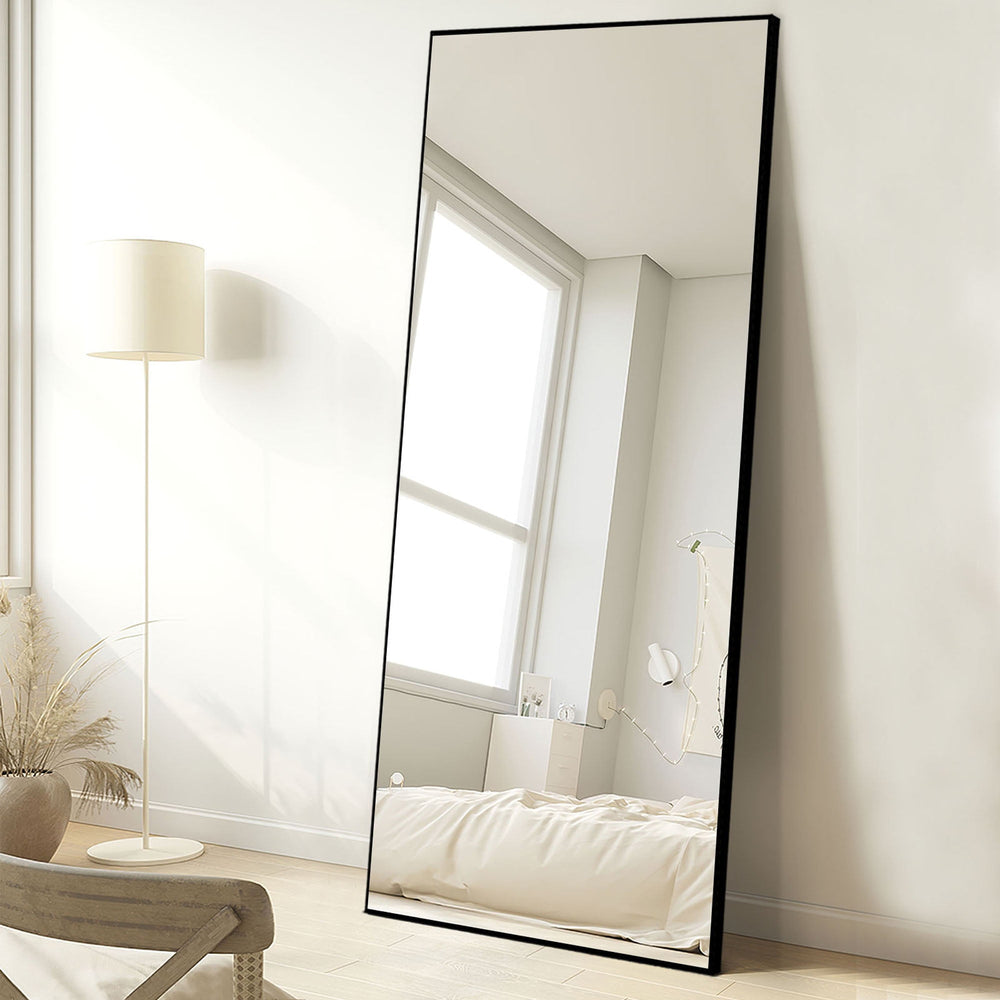 POSHIONS 71"x28" Full Length Mirrors Rectangle Floor Mirrors for Dressing, Modern, Black