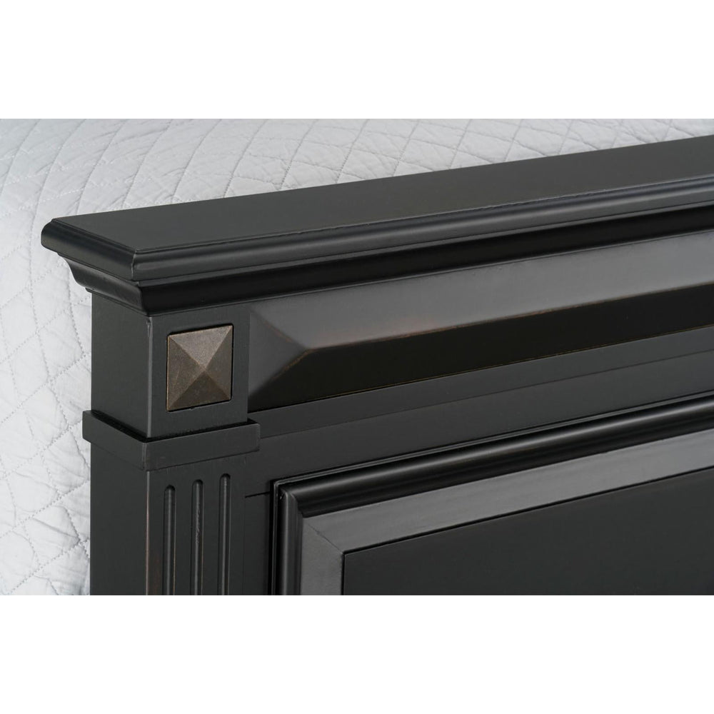 Roundhill Furniture Renova Vintage Black Wood Panel Bed, Queen