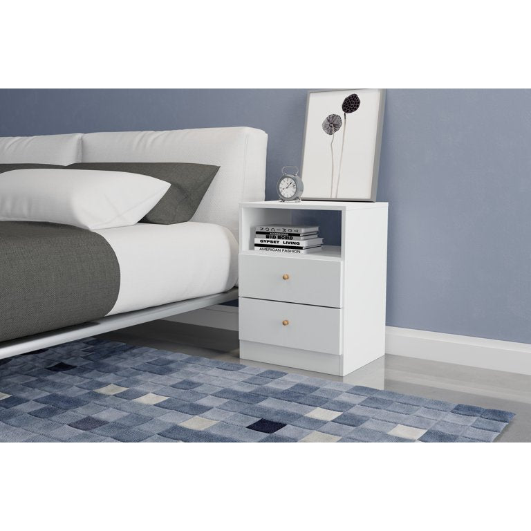 Midtown Concept Jersey 2-Drawer Bedside Nightstand Table White