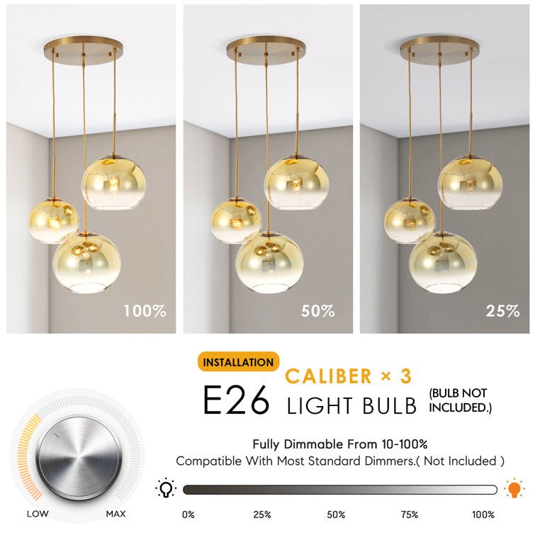 3 - Light Modern Cluster Glass Chandelier - From Where - 