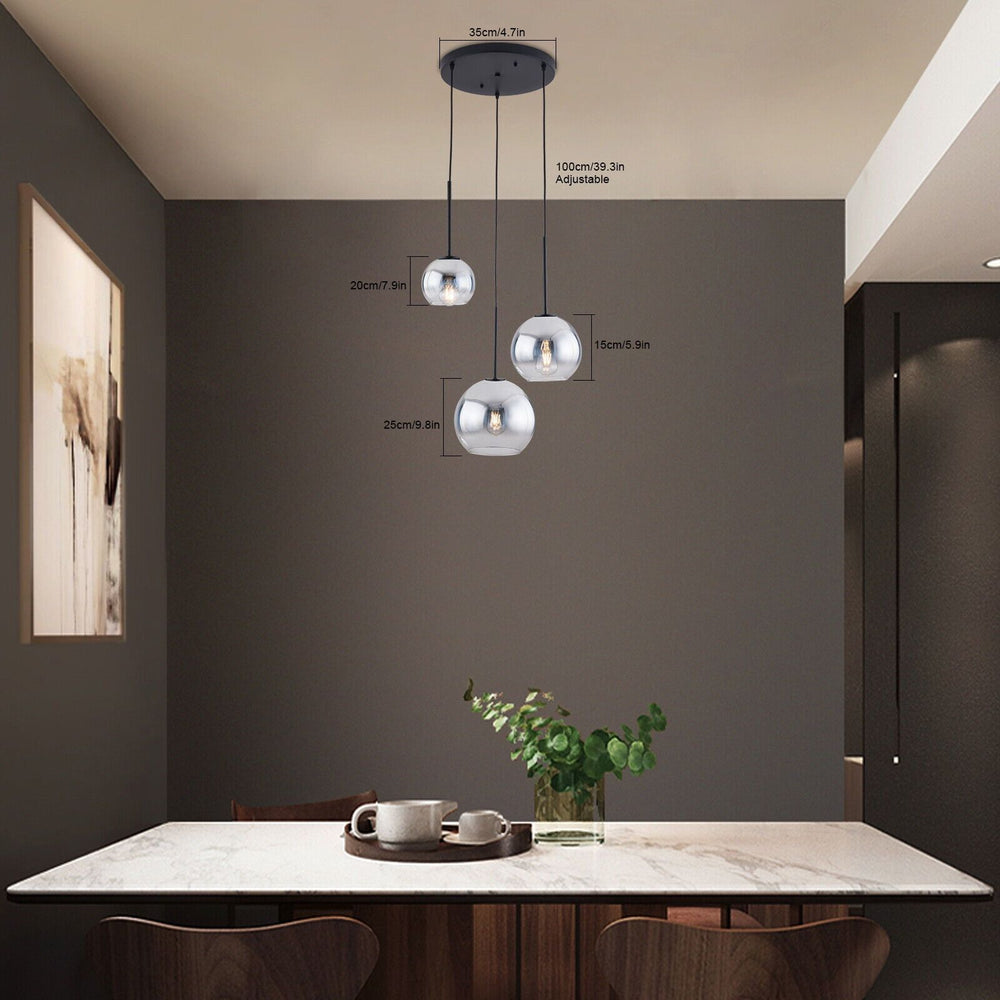 3 - Light Pendant Light with Glass Lampshade - From Where -