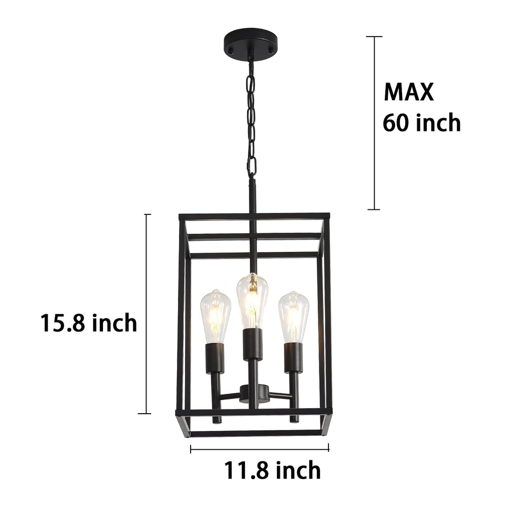 3 Light Pendant Light with Square Cage - From Where - 