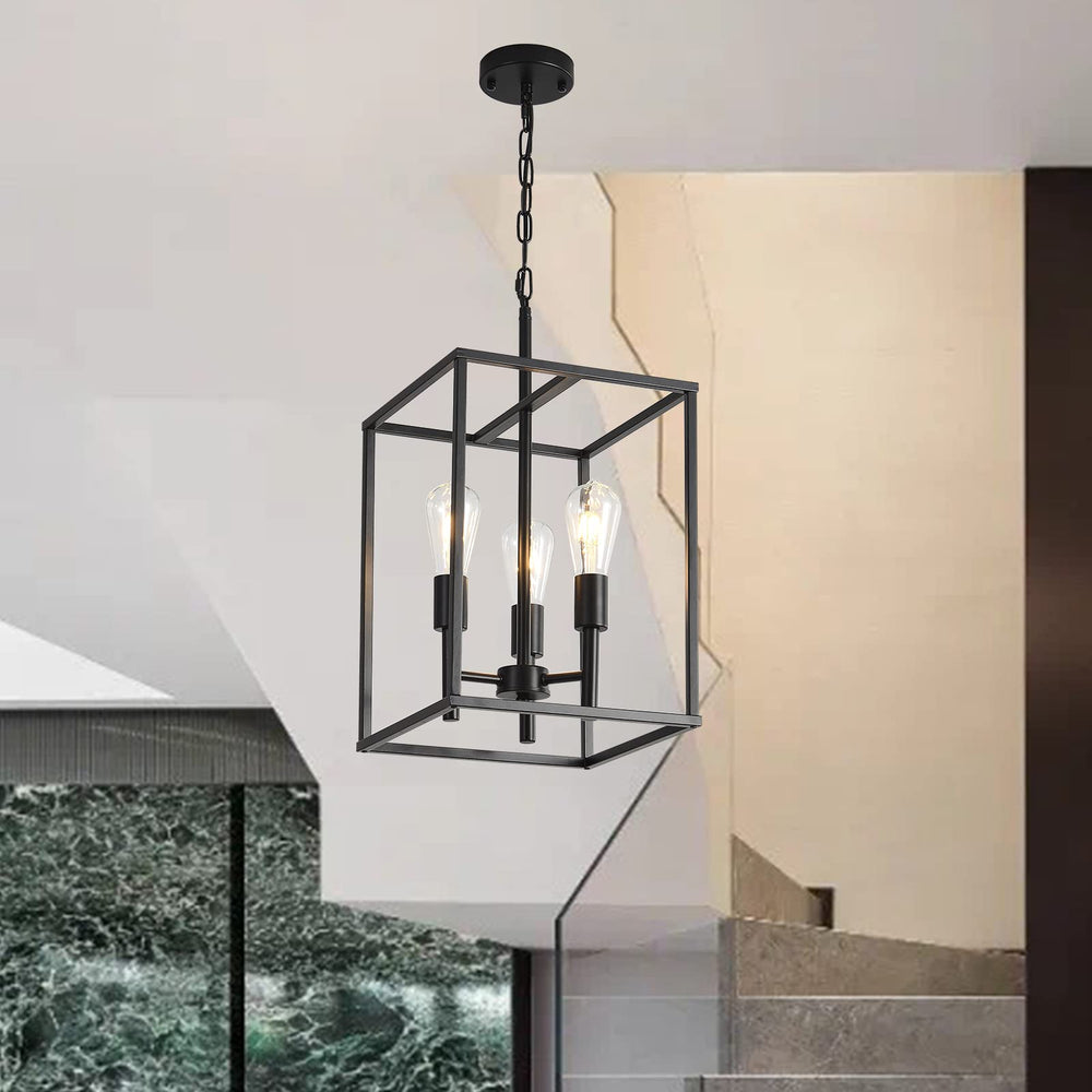3 Light Pendant Light with Square Cage - From Where - 