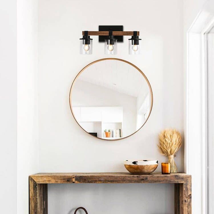 3 - Light Wood Vanity Light Fixture - From Where - 