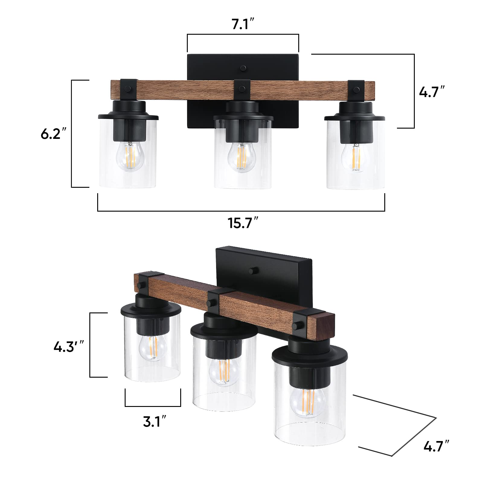 3 - Light Wood Vanity Light Fixture - From Where - 