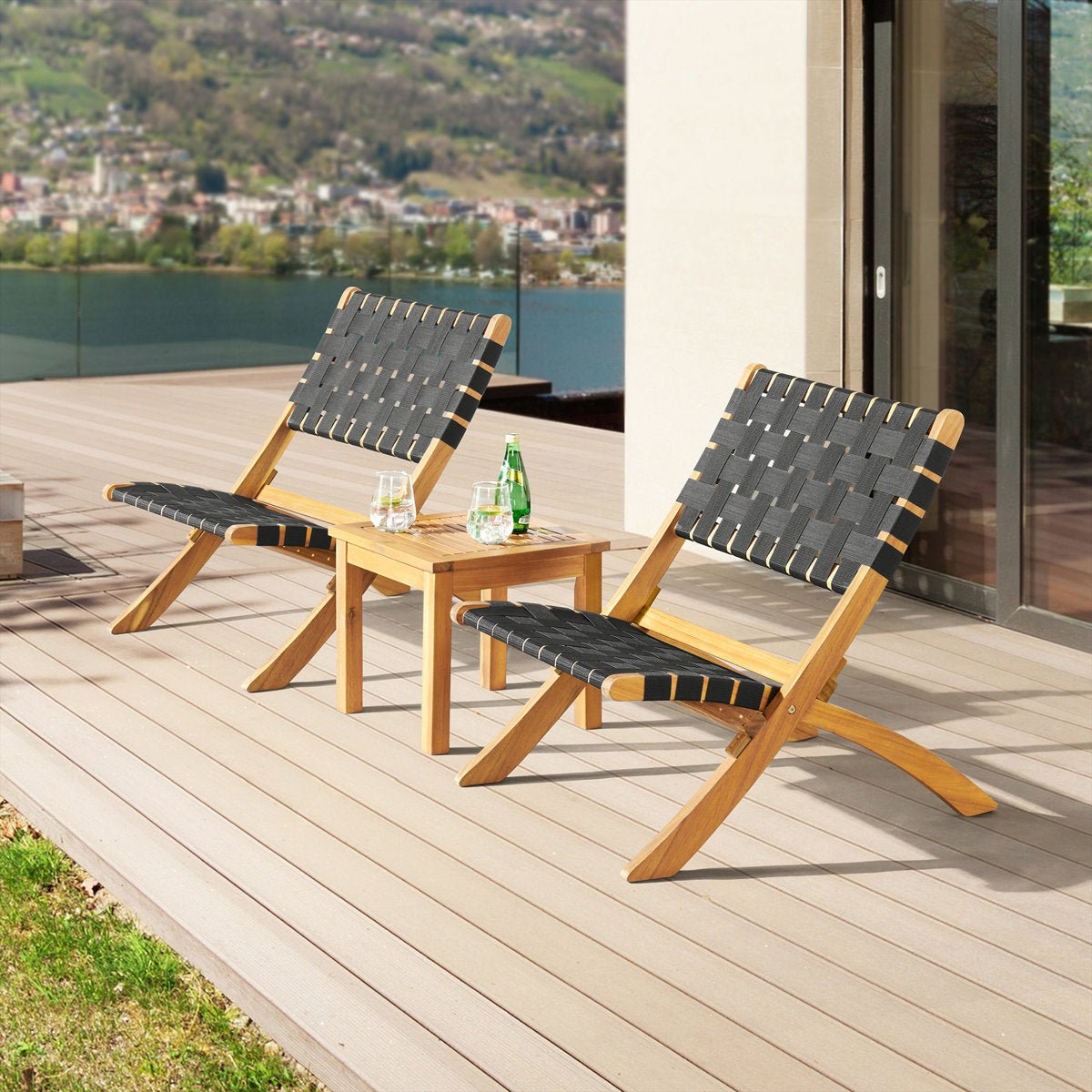 3 Pc Acacia Wood Outdoor Bistro Set - From Where - 