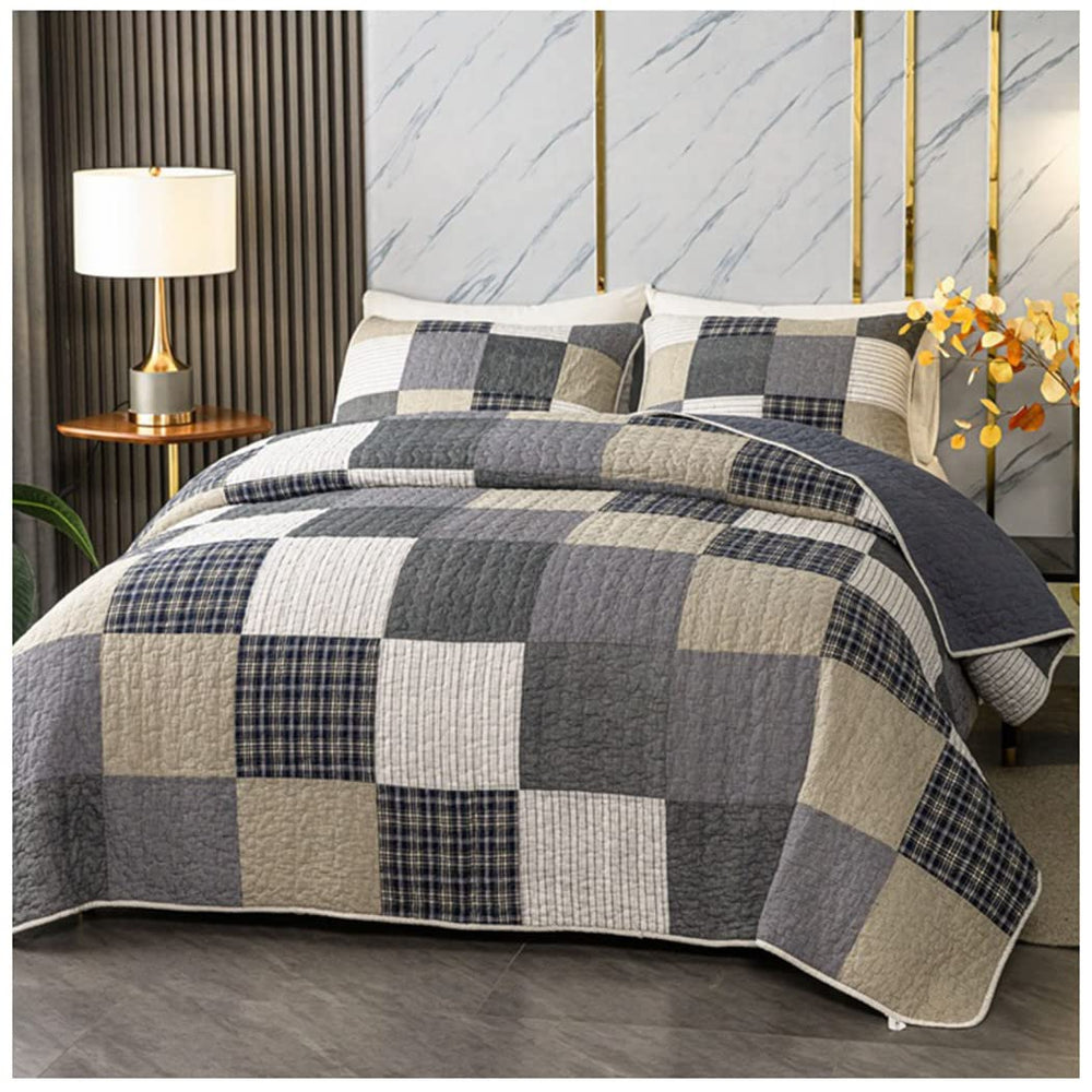 3 - Piece Cotton Quilt Set - From Where - 