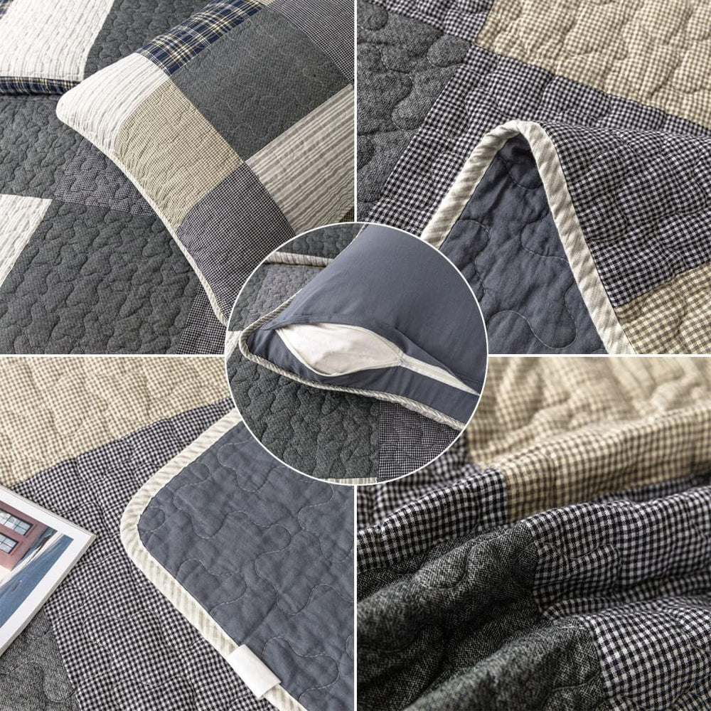 3 - Piece Cotton Quilt Set - From Where - 