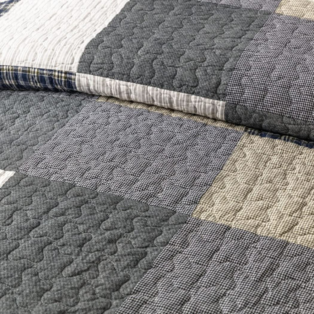 3 - Piece Cotton Quilt Set - From Where - 