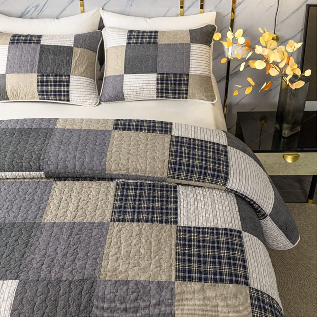 3 - Piece Cotton Quilt Set - From Where - 