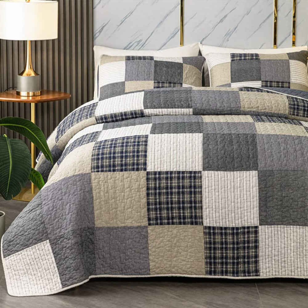 3 - Piece Cotton Quilt Set - From Where - 