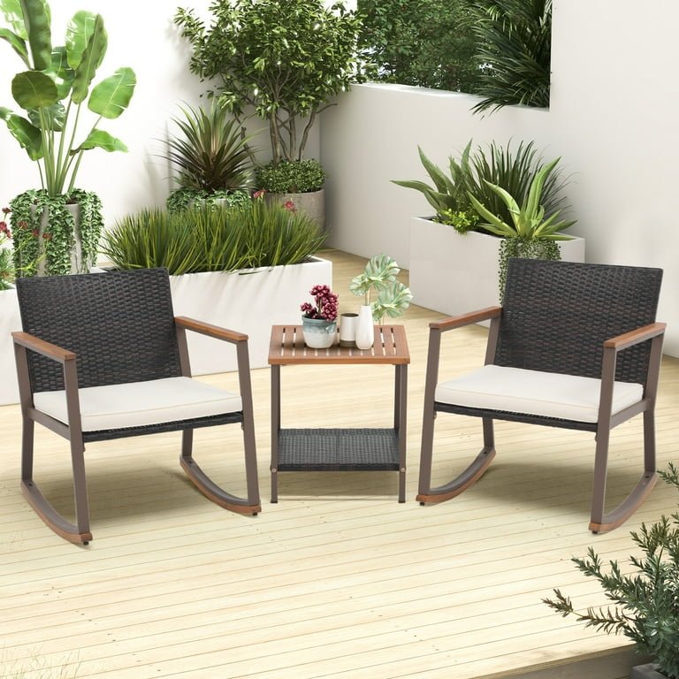 3 Piece Outdoor Furniture Wicker Bistro Set - From Where - 