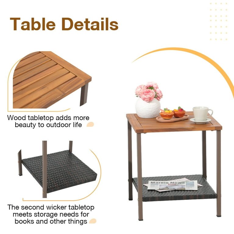 3 Piece Outdoor Furniture Wicker Bistro Set - From Where - 