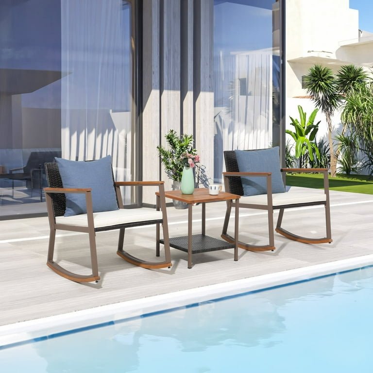 3 Piece Outdoor Furniture Wicker Bistro Set - From Where - 