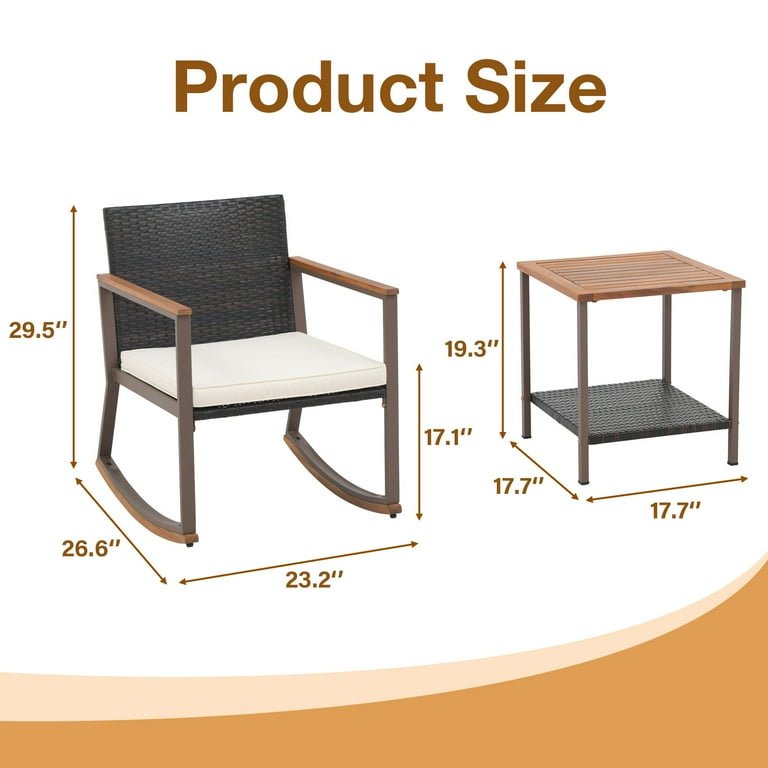 3 Piece Outdoor Furniture Wicker Bistro Set - From Where - 