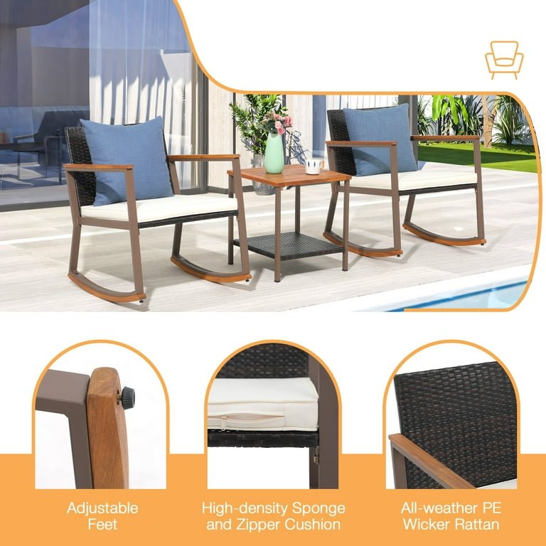 3 Piece Outdoor Furniture Wicker Bistro Set - From Where - 