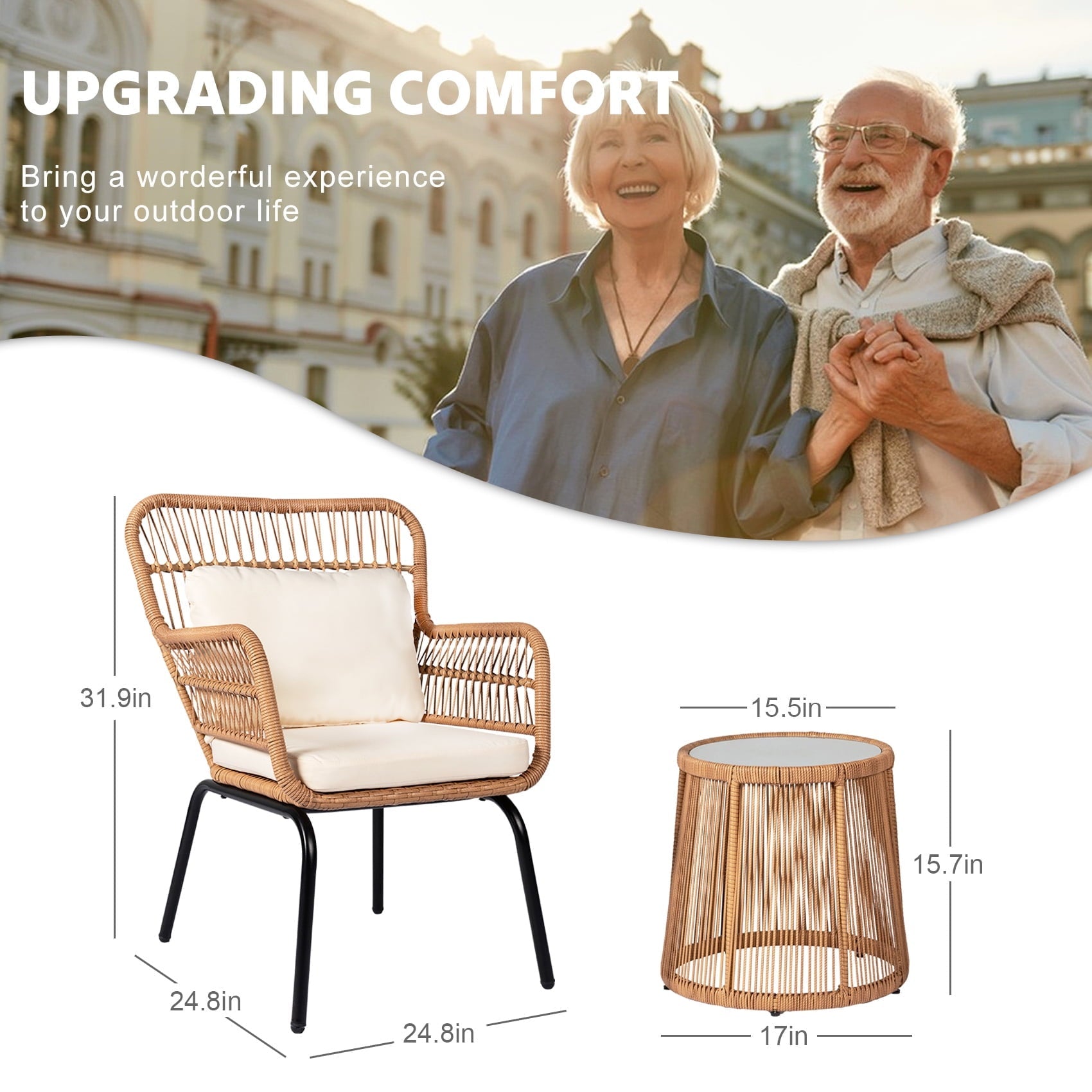3 - Piece Rattan Patio Bistro Set - From Where - 