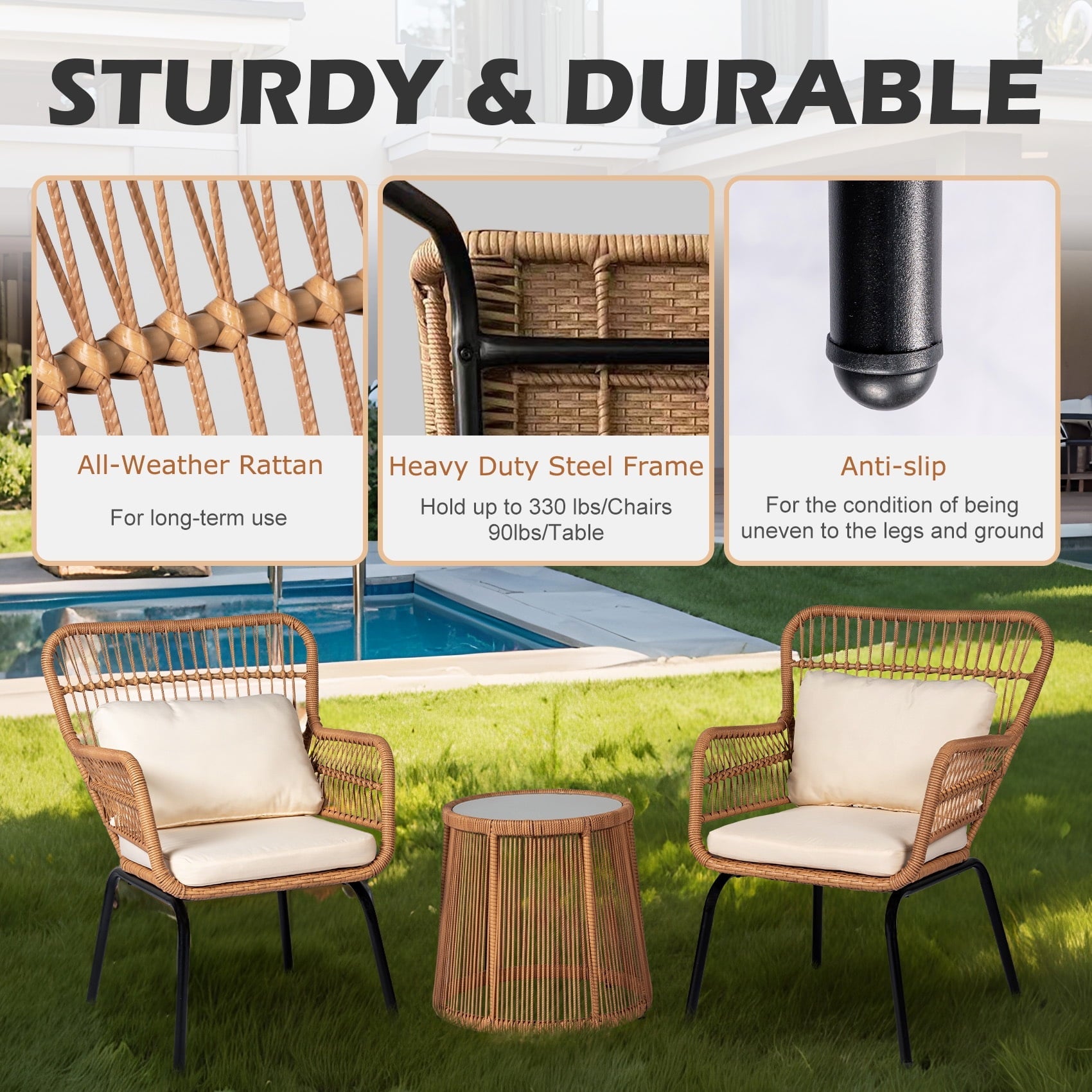 3 - Piece Rattan Patio Bistro Set - From Where - 