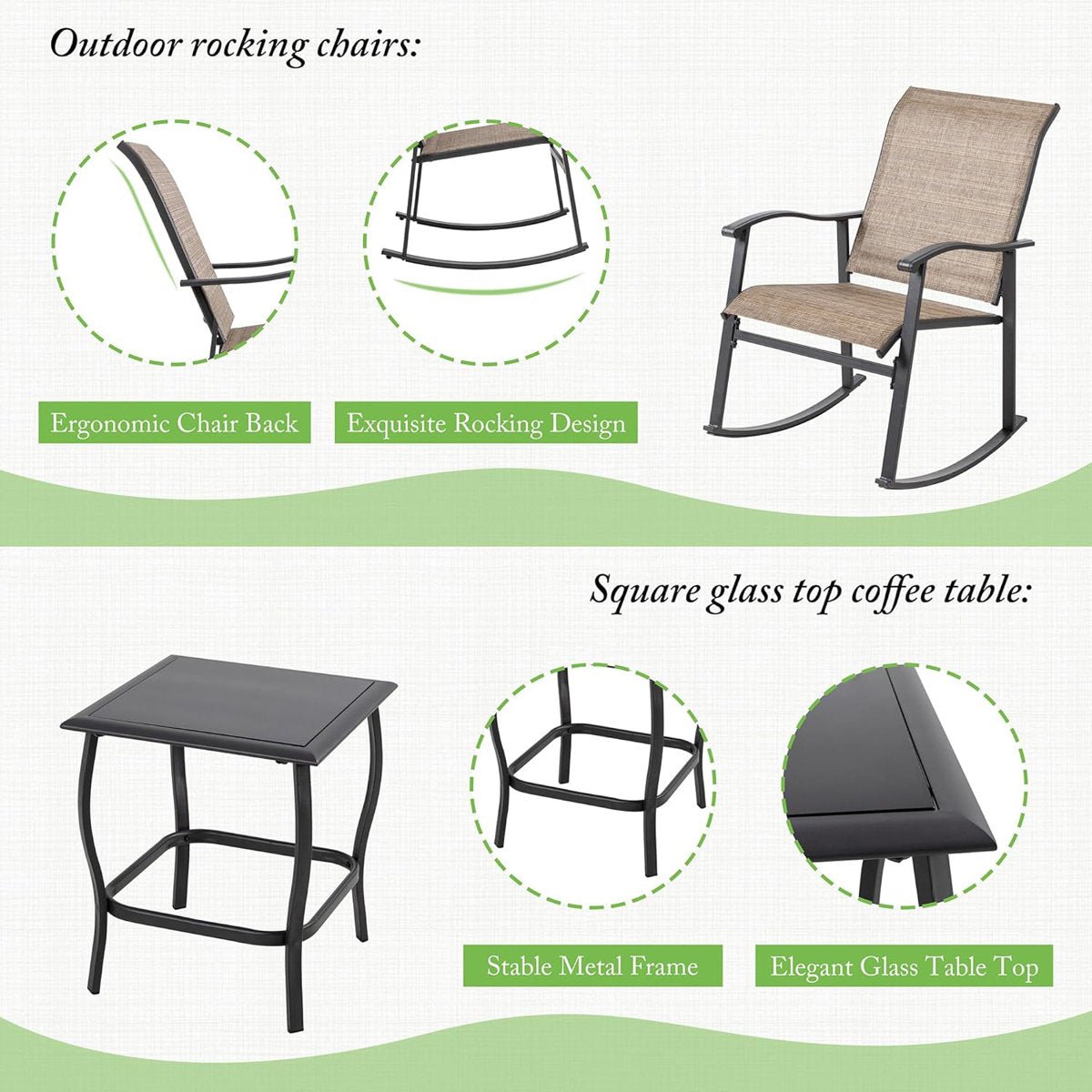 3 - Piece Rocking Bistro Set - From Where - 