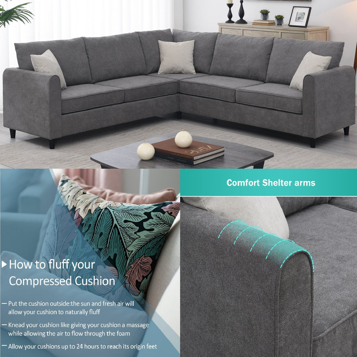 3 - Piece Upholstered Sectional - From Where - 