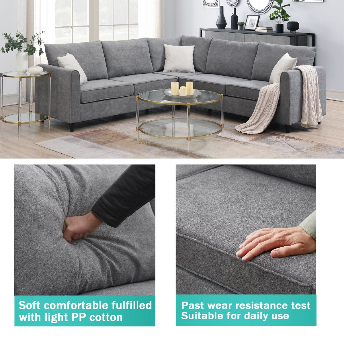 3 - Piece Upholstered Sectional - From Where - 