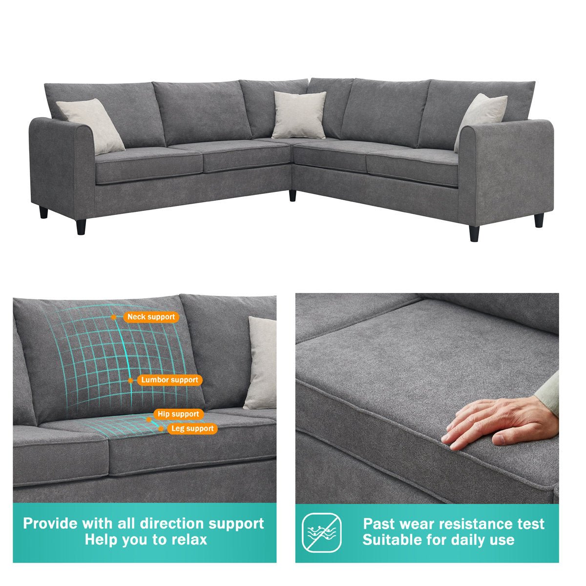 3 - Piece Upholstered Sectional - From Where - 