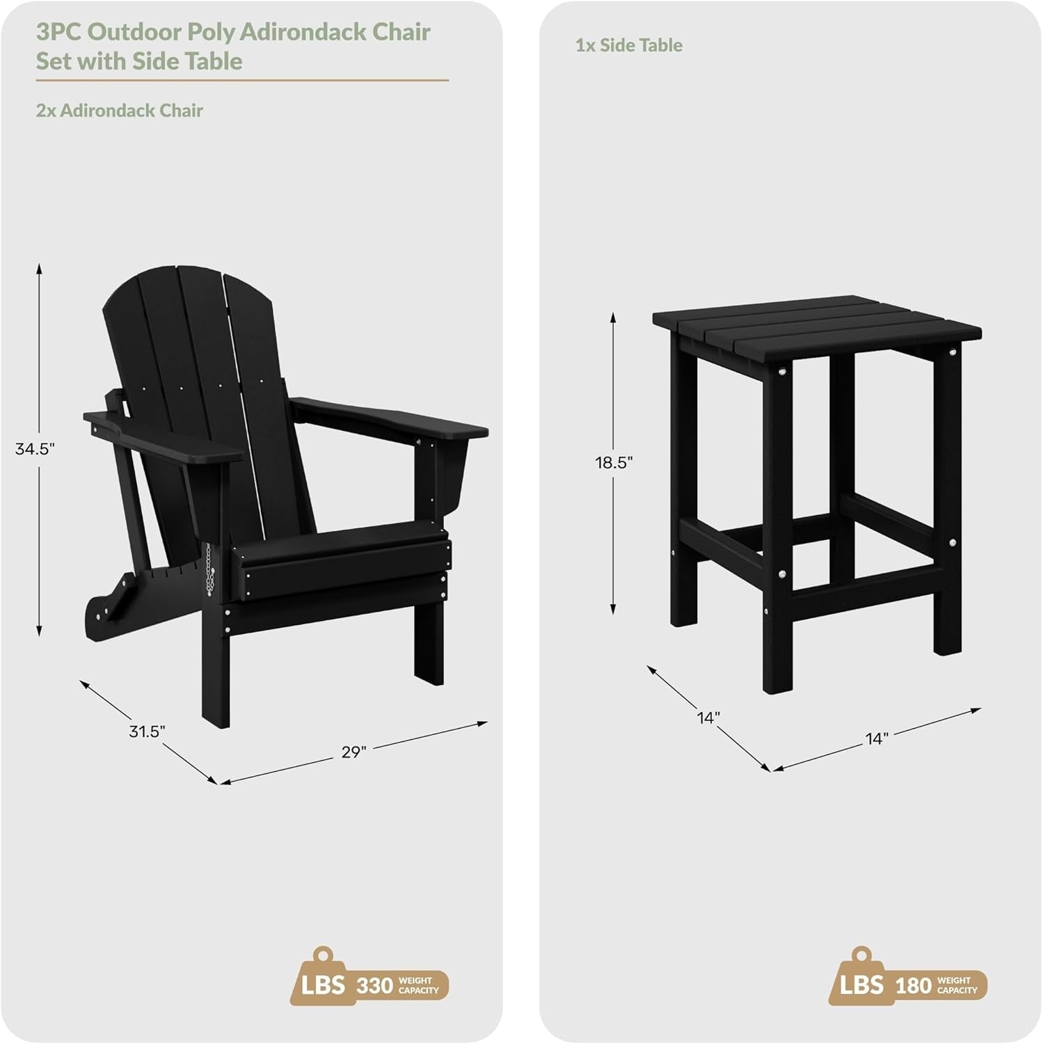 3 - Pieces Outdoor Adirondack Chairs Set - From Where Finds - 