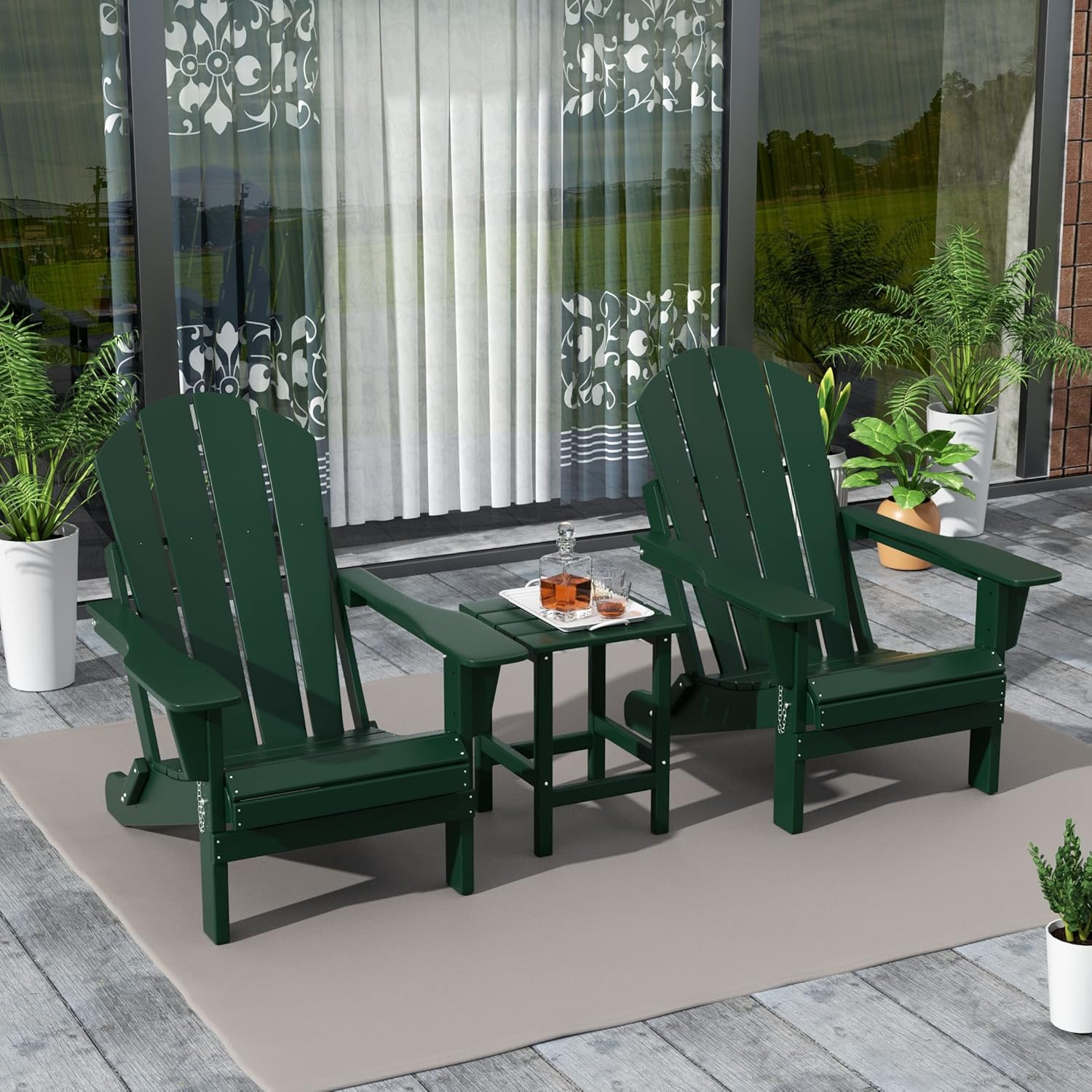 3 - Pieces Outdoor Adirondack Chairs Set - From Where - 