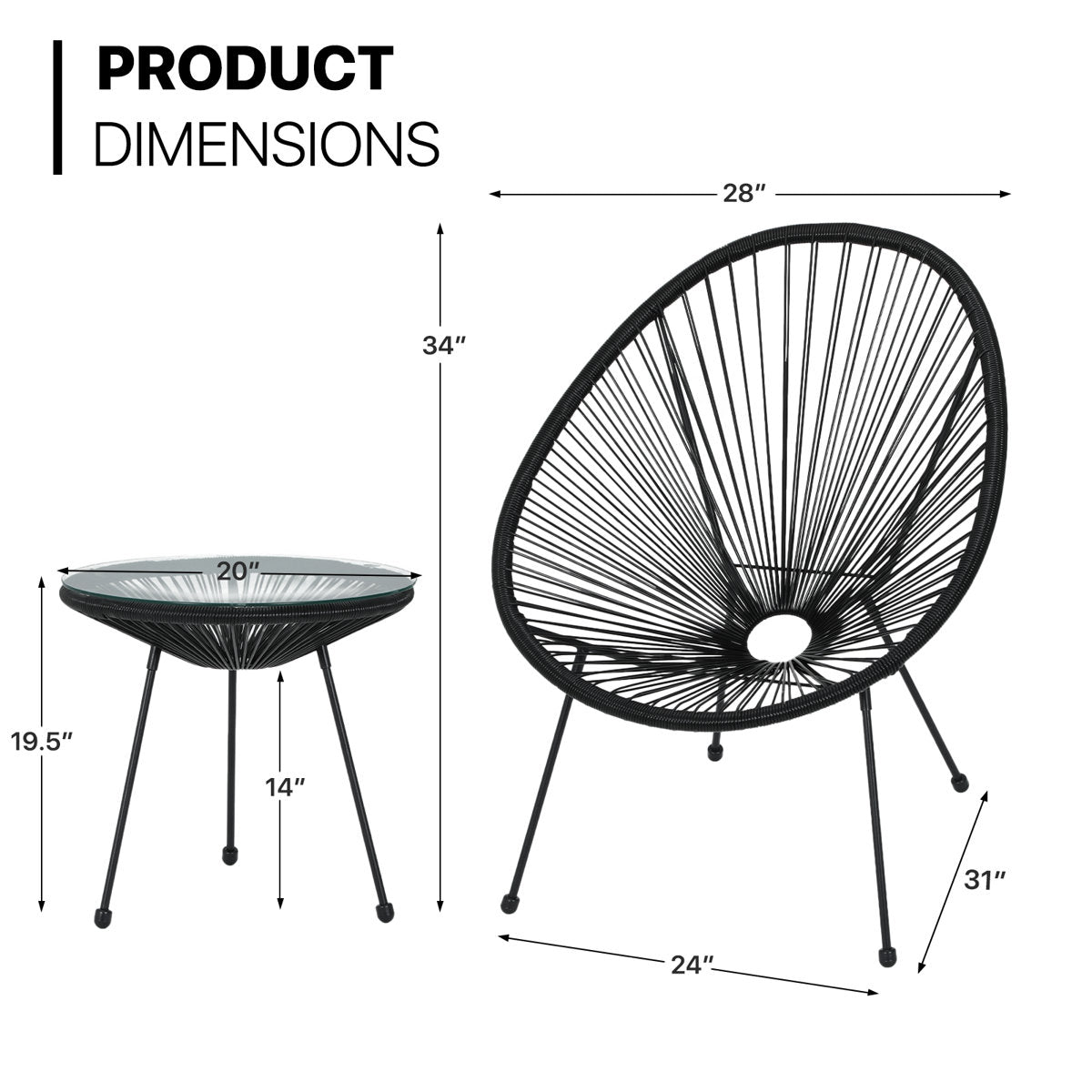 3 - Pieces Outdoor Wicker Bistro Set - From Where - 