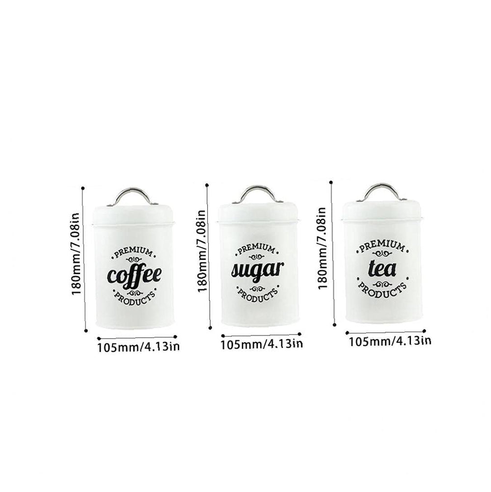 3 - Pieces White Kitchen Metal Tins - From Where - 