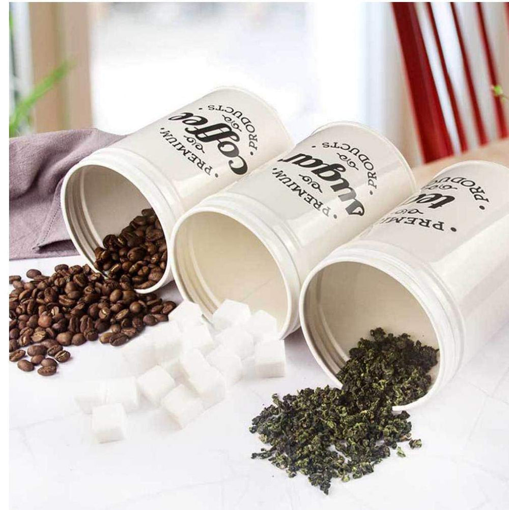 3 - Pieces White Kitchen Metal Tins - From Where - 