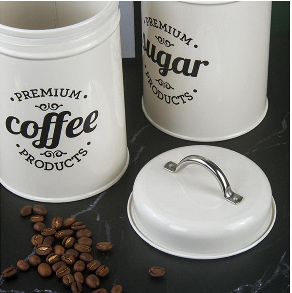 3 - Pieces White Kitchen Metal Tins - From Where - 