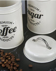 3 - Pieces White Kitchen Metal Tins - From Where - 