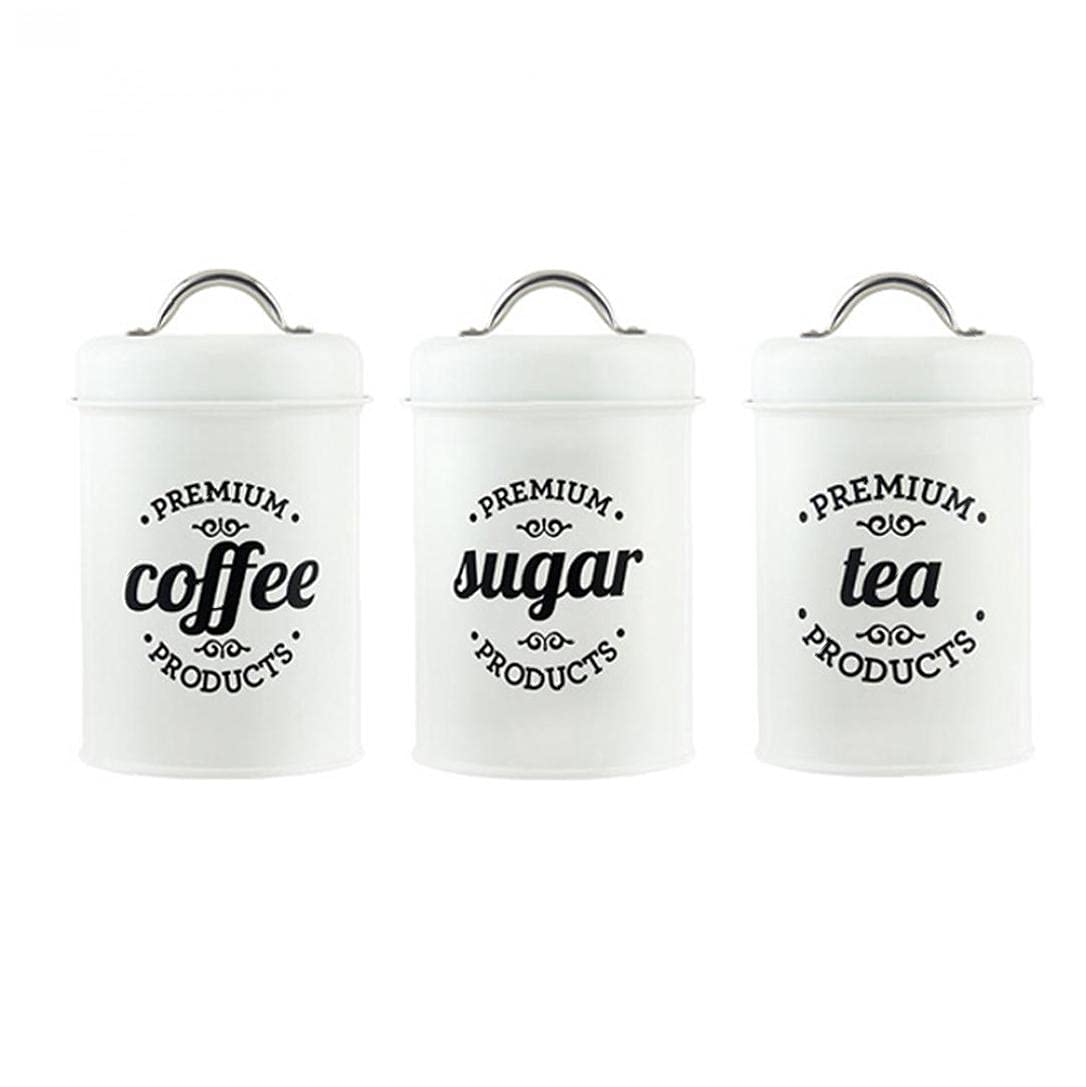 3 - Pieces White Kitchen Metal Tins - From Where - 