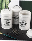 3 - Pieces White Kitchen Metal Tins - From Where - 