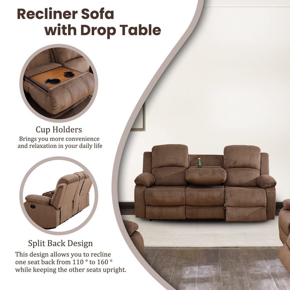 3 - Seater Brown Recliner Sofa - From Where - 