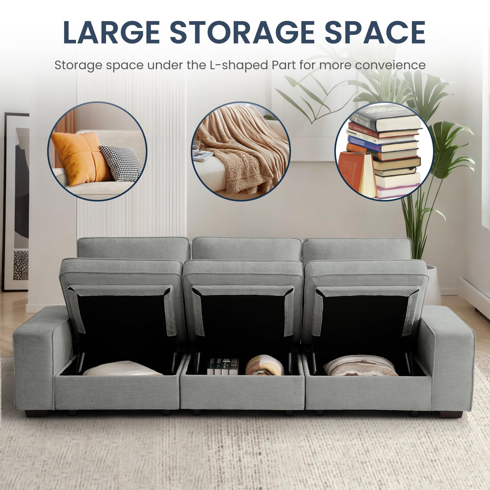 3 - Seater Modular Sofa with Seats Storage - From Where Finds - 