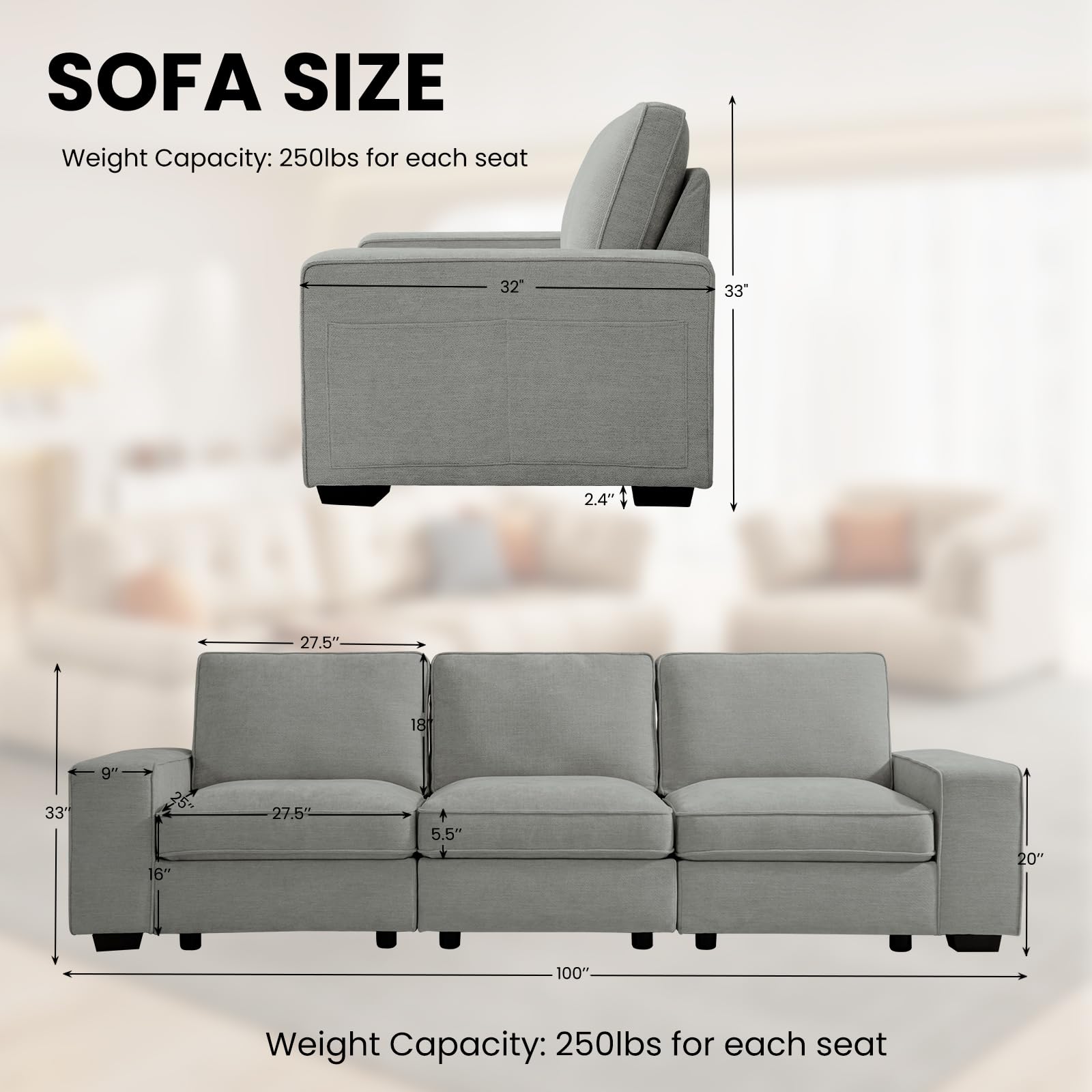 3 - Seater Modular Sofa with Seats Storage - From Where Finds - 