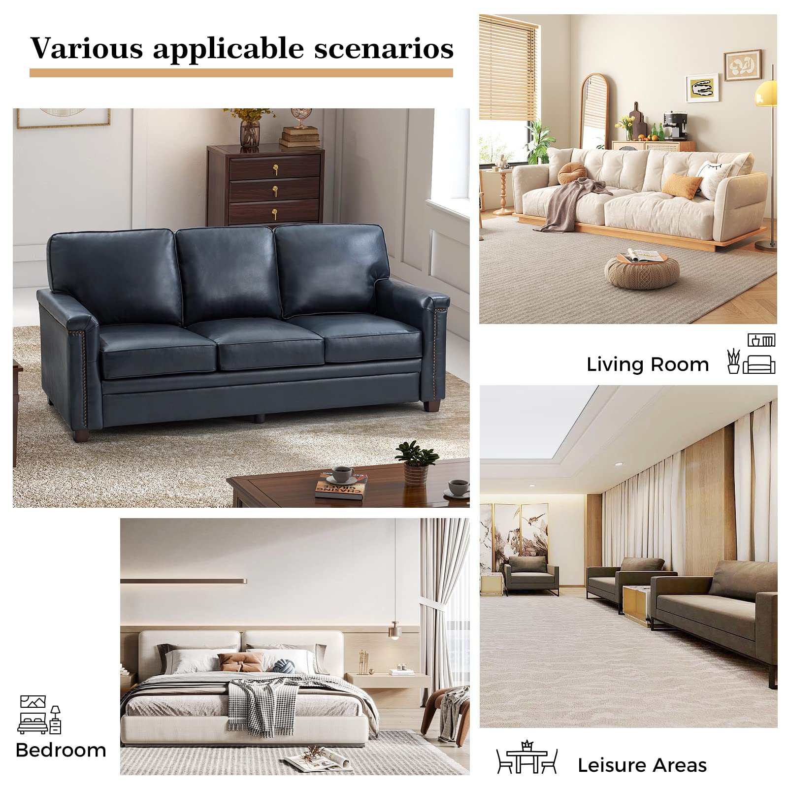 3 - Seater Upholstered Leather Sofa - From Where - 