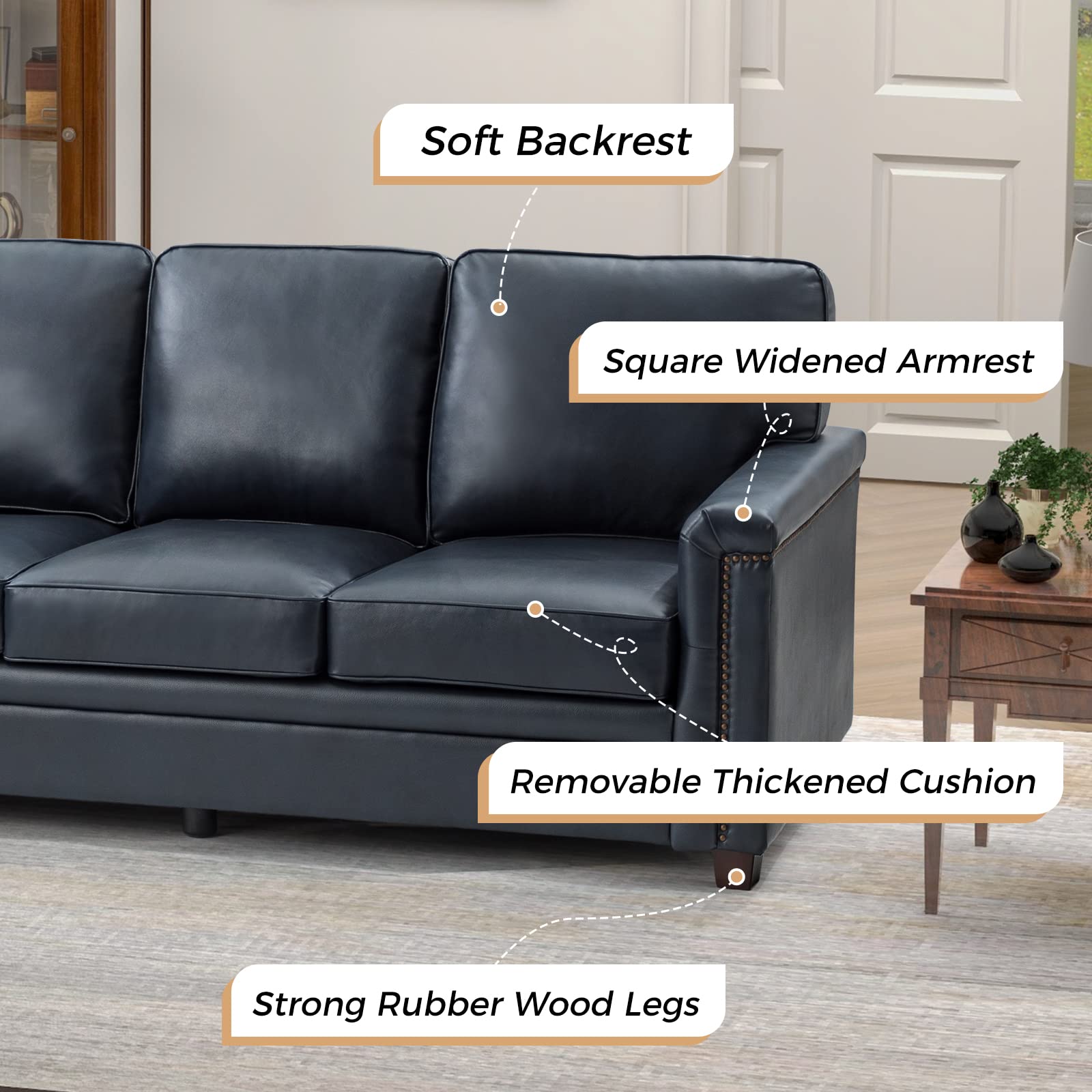 3 - Seater Upholstered Leather Sofa - From Where - 