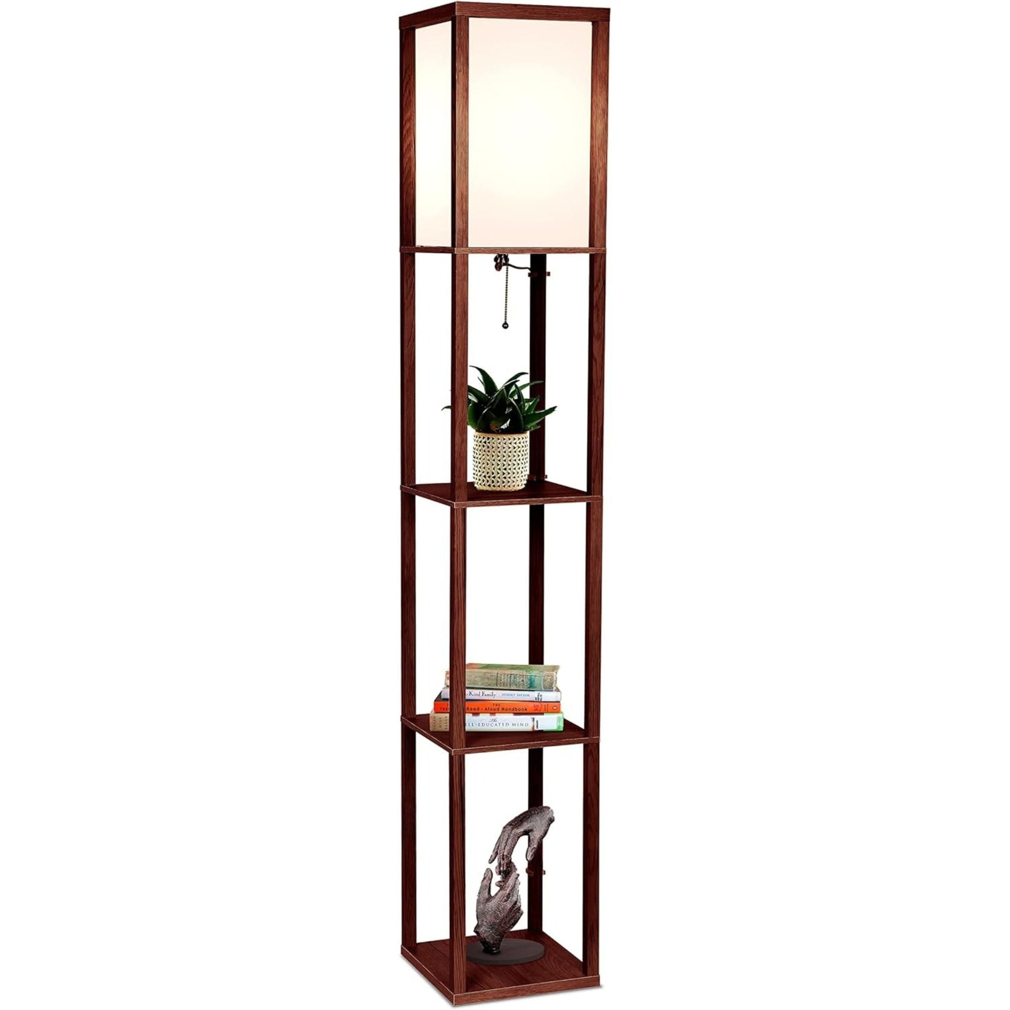 3 - Shelf Floor Lamp with White Fabric Shade - From Where - 