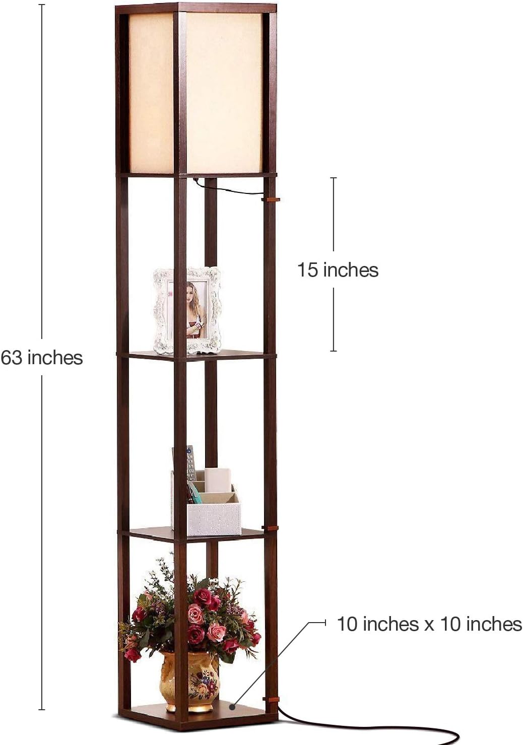 3 - Shelf Floor Lamp with White Fabric Shade - From Where - 