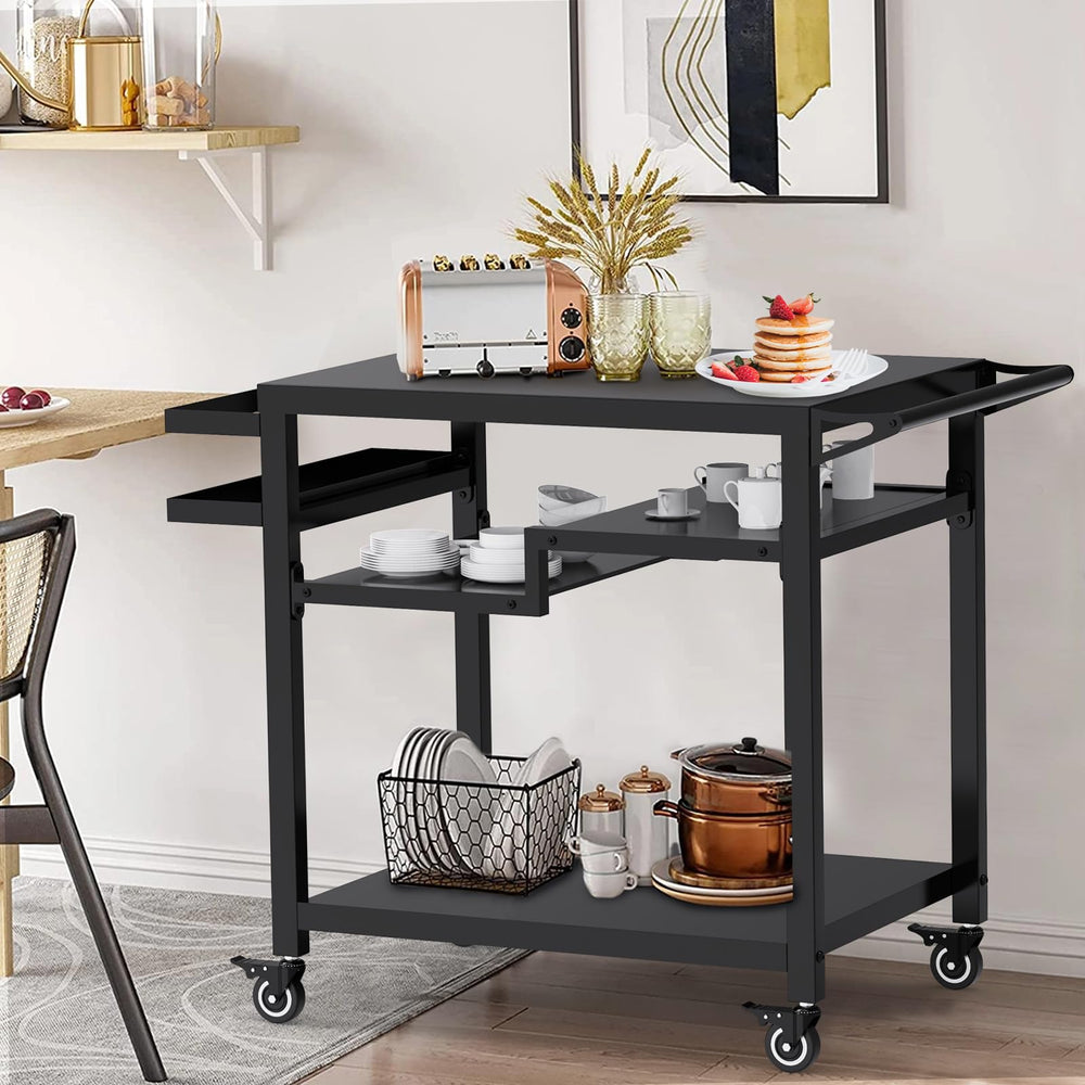 3 - Shelf Outdoor Grill Cart with Wheels - From Where - 